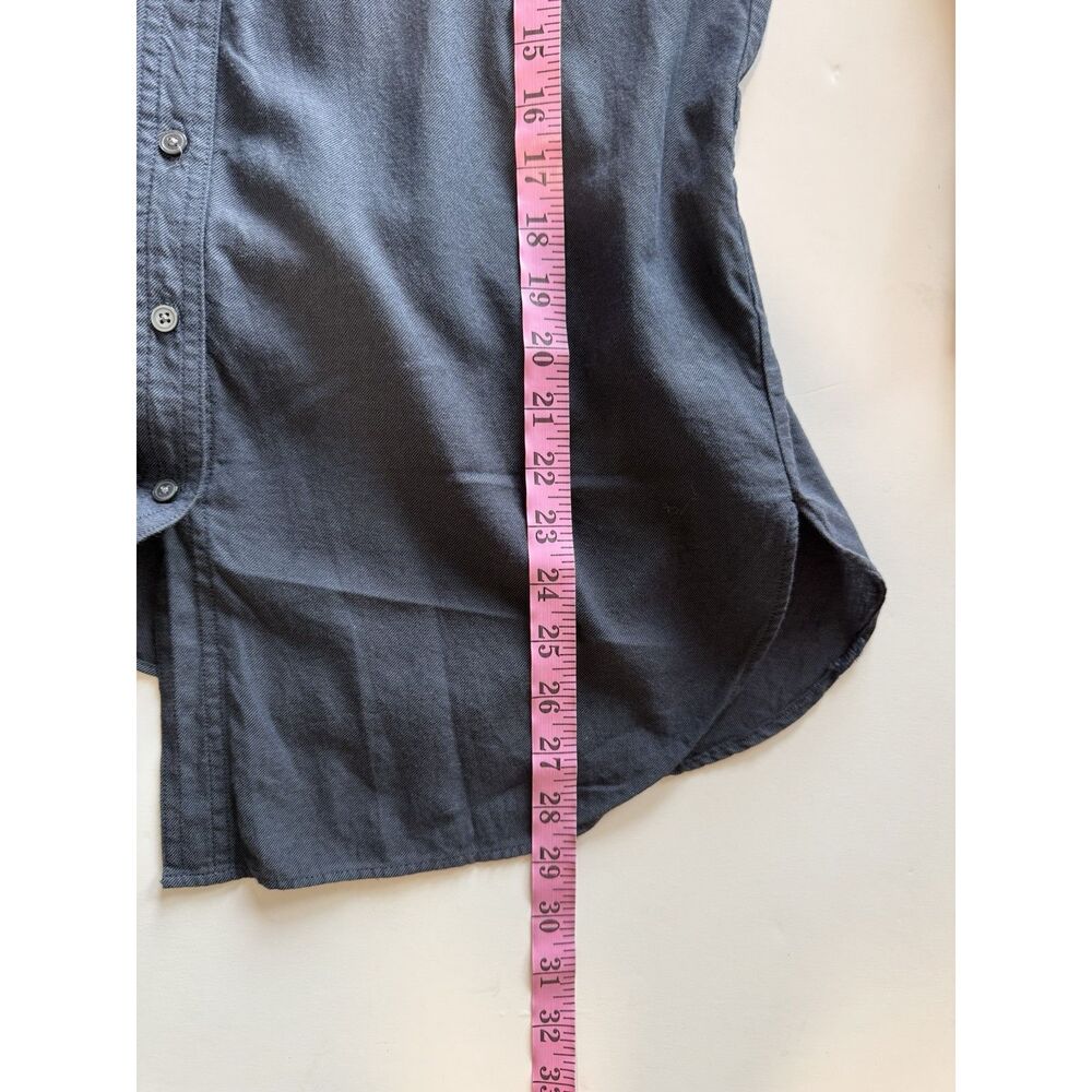 Loft Cotton Navy Top Long Sleeve Flutter Ruched Ruffle Flared Nautical Button M - Picture 13 of 15